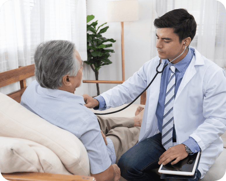 Doctor providing home care